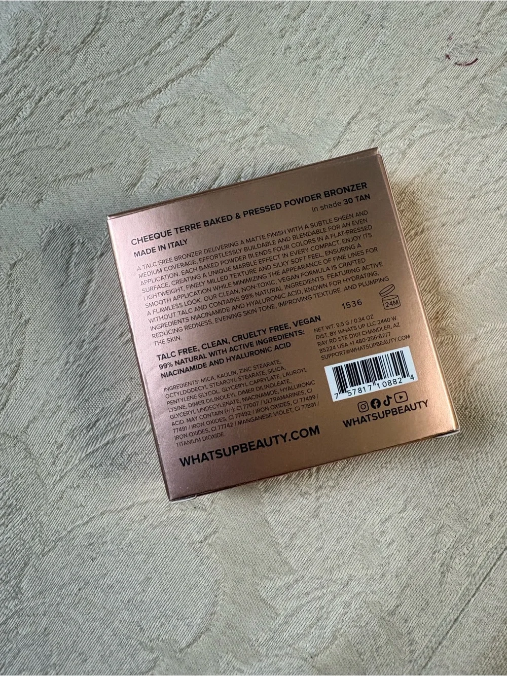 What’s Up Beauty Cheeque Terre Marbled Baked Powder Bronzer - Tan 30 BNIB
